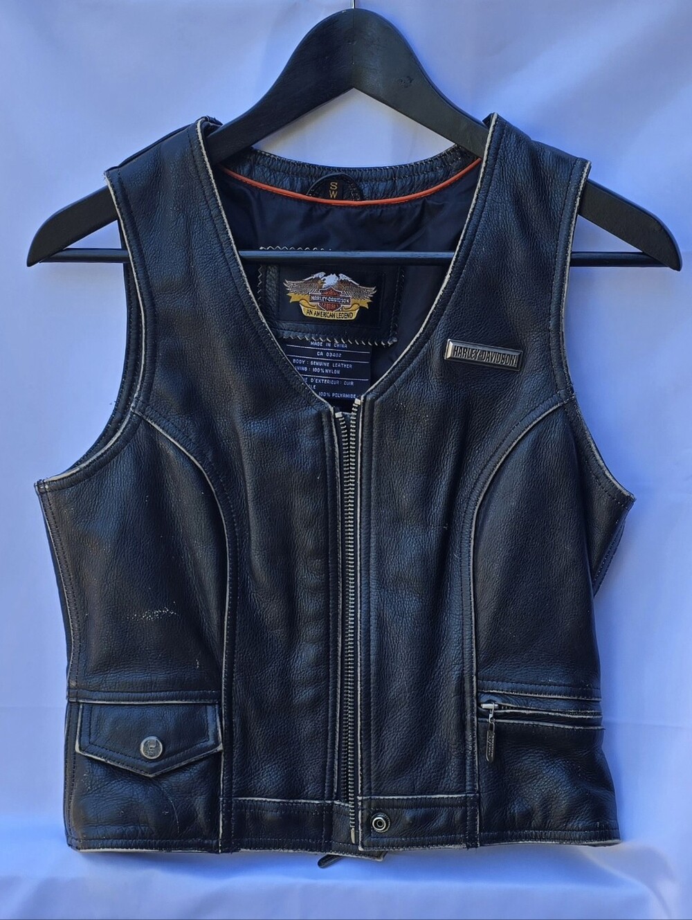Vintage Harley-Davidson Black Leather Vest